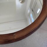Miroir rond en bois de wengé massif, O.W. Hack Zwolle, Pays-Bas, années 1960