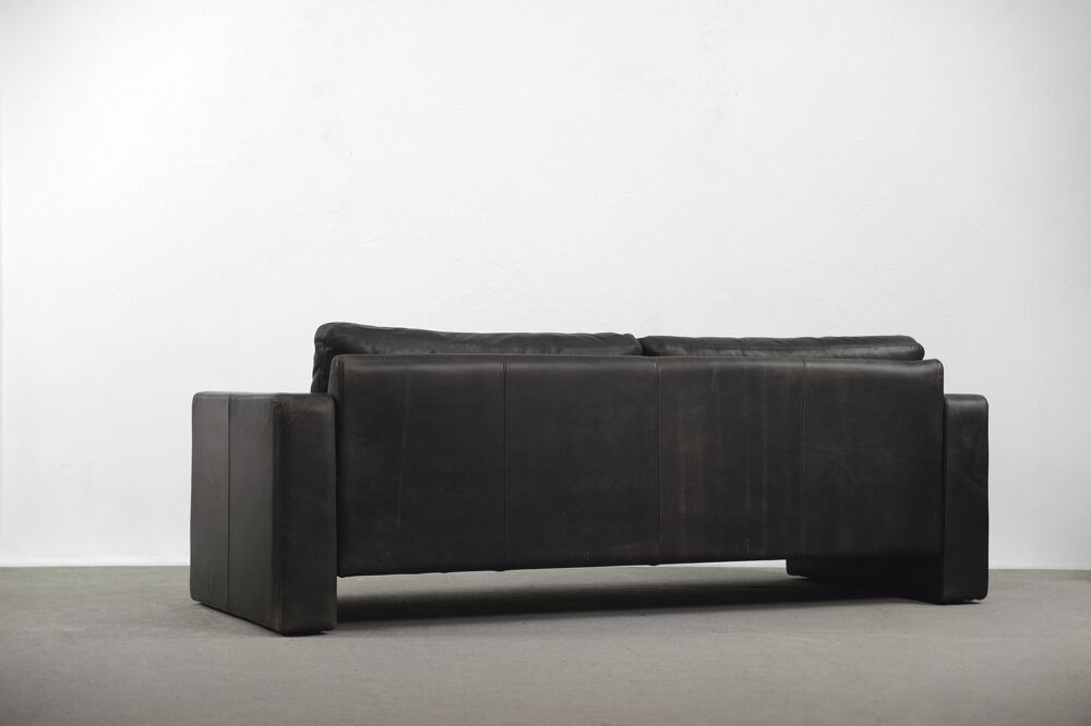 Black leather modern Conseta sofa by Friedrich Wilhelm Möller for COR