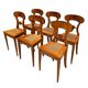 Chaises de salle à manger Biedermeier en placage de cerisier et en maille, Vienne, années 1830, ensemble de 6