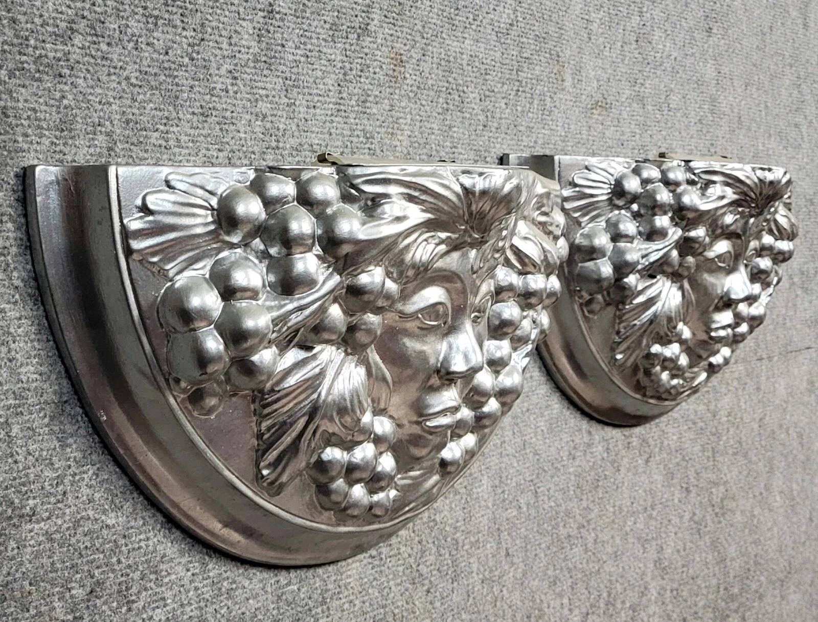 Pair of Art Deco style wall sconces in silvered plaster
