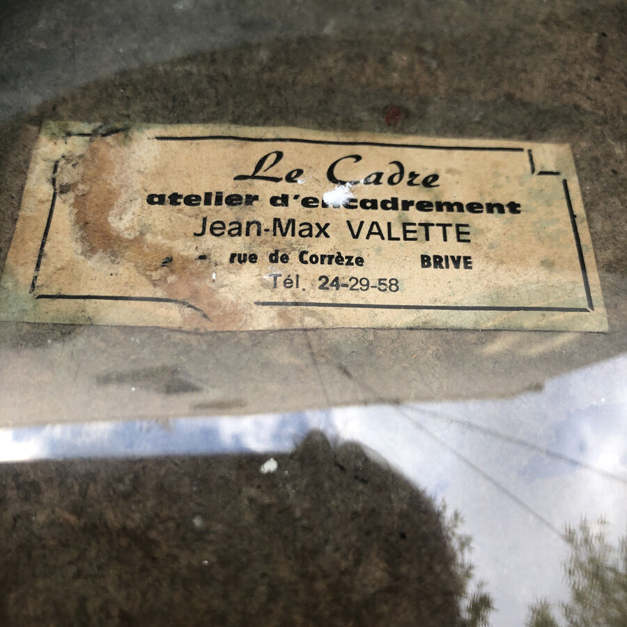 Cadre ovale en bois noirci