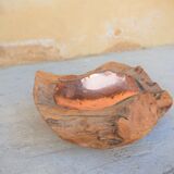 Empty wooden and copper pocket