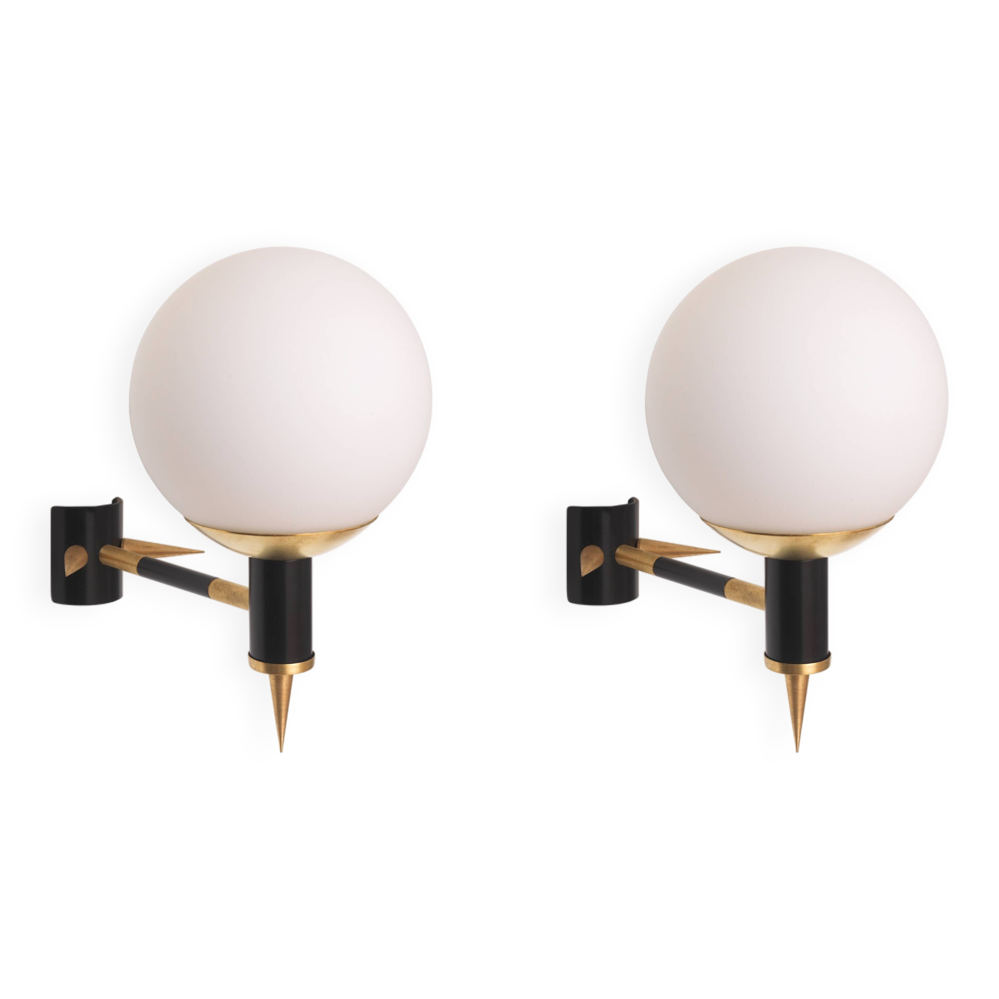 Maison Arlus Manner Wall Lights vintage retro sconces Brass Glass