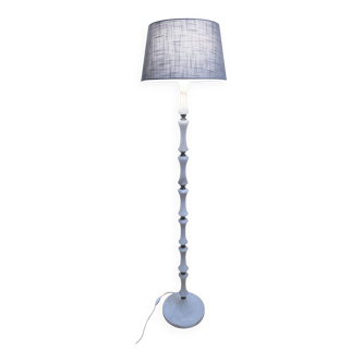 Solid alabaster floor lamp with metal trim from the 70s