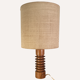 Midcentury French modernist wood turnt table lamp