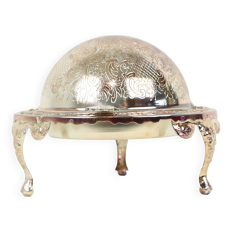 Butter Holder Made In England Vintage Elegant Silver-Colored Metal