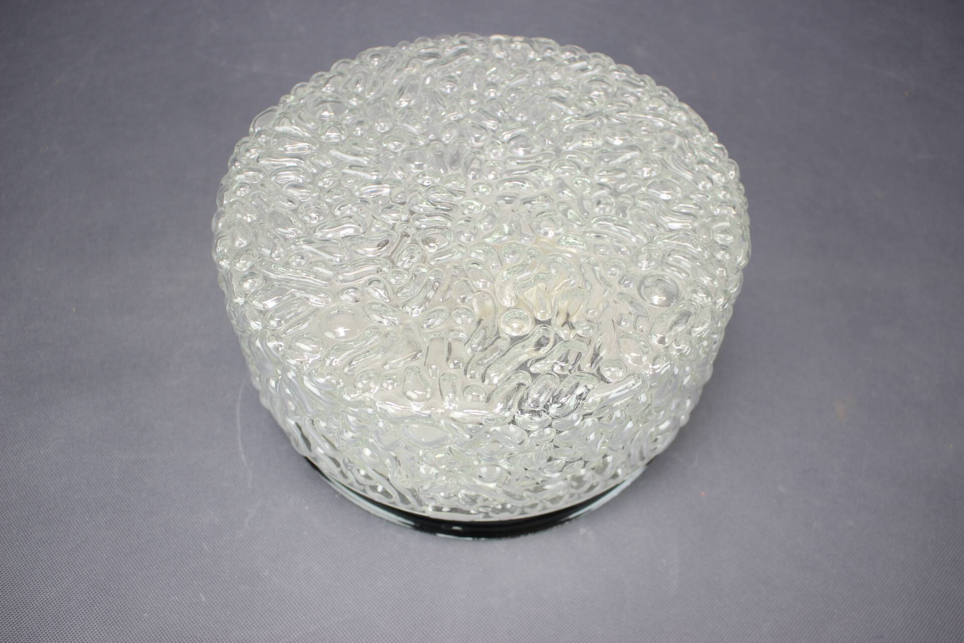 Mid-century recessed ceiling light with bubbled glass, Czechoslovakia, 1960s.