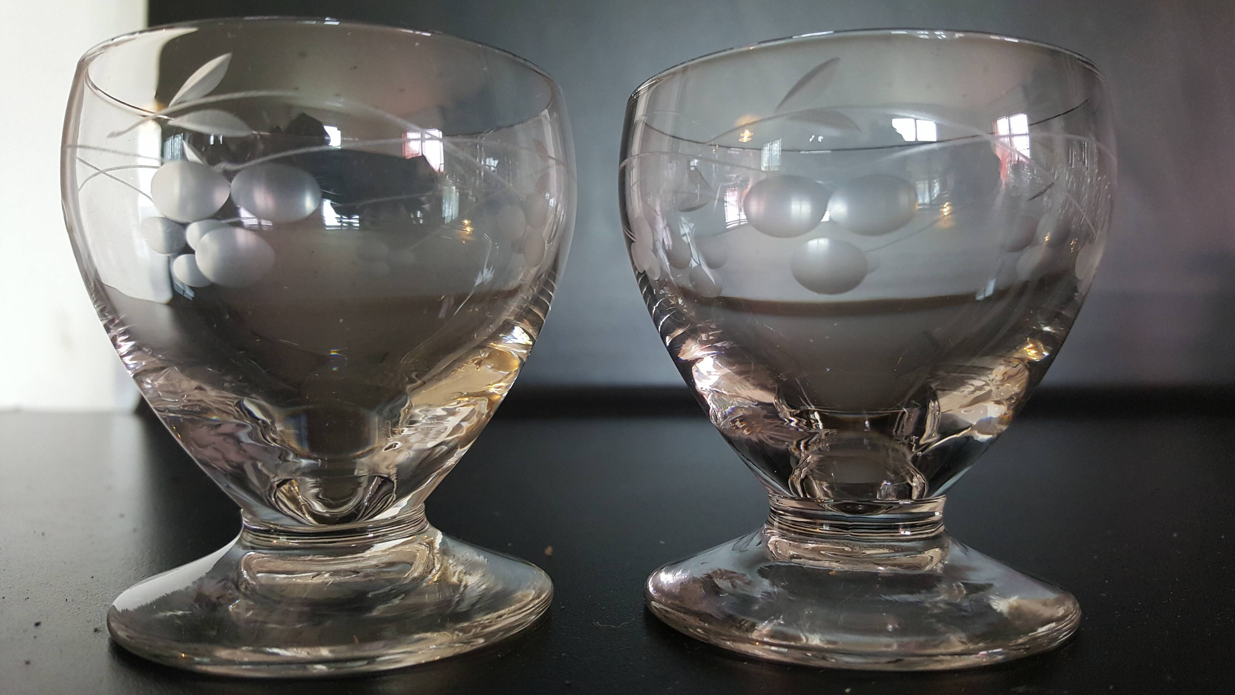 2 glasses blown and carved