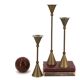 Brass candle holder trio by Christian de Beaumont, 1970s.