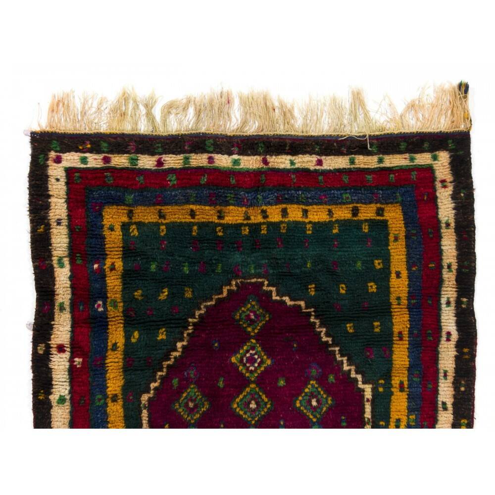 Vintage Handmade Turkish Tulu Prayer Rug, Hand-Knotted Wool Prayer Mat
