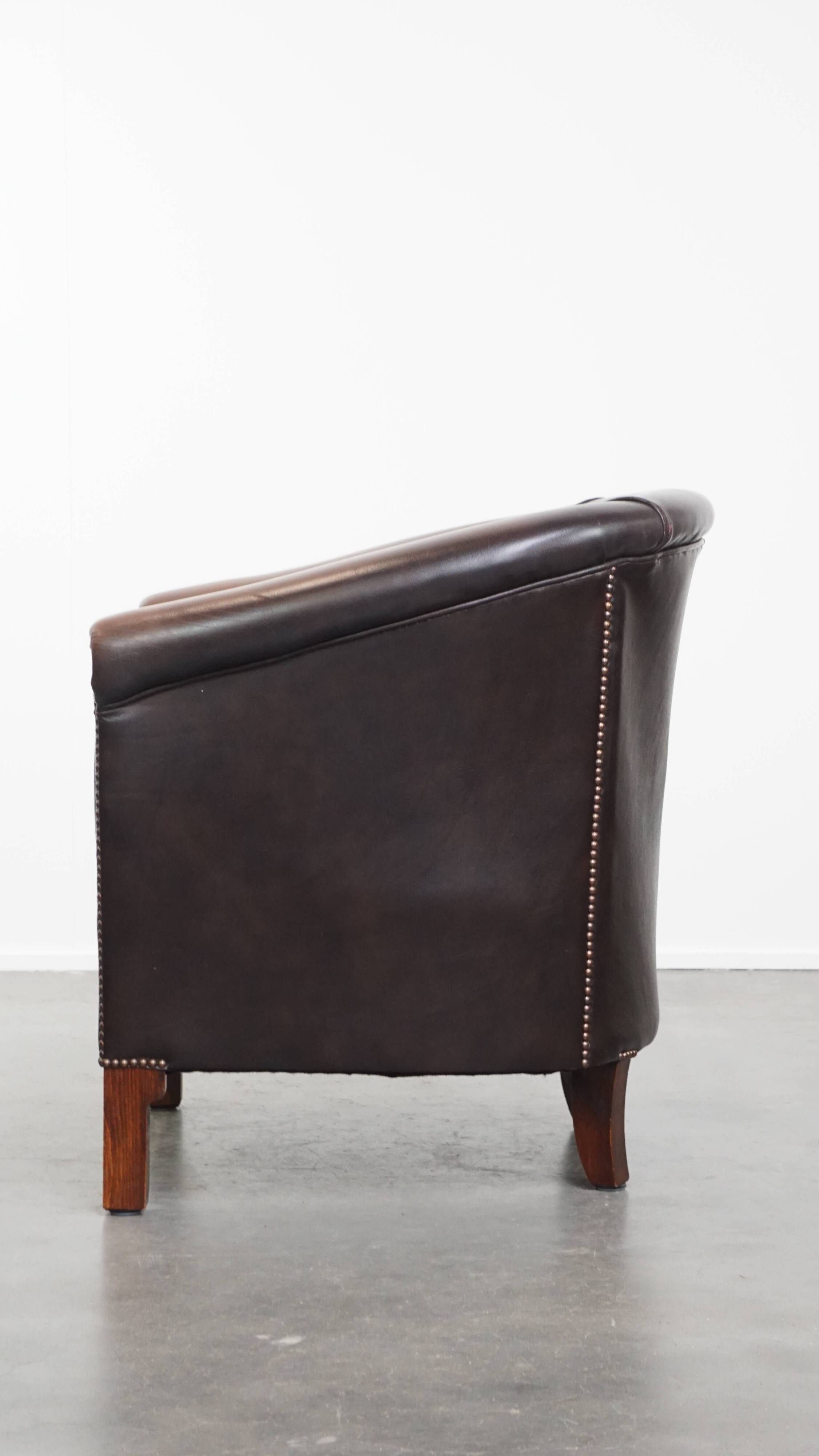 Cowhide Leather Club Armchair in English Style