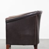 Cowhide Leather Club Armchair in English Style