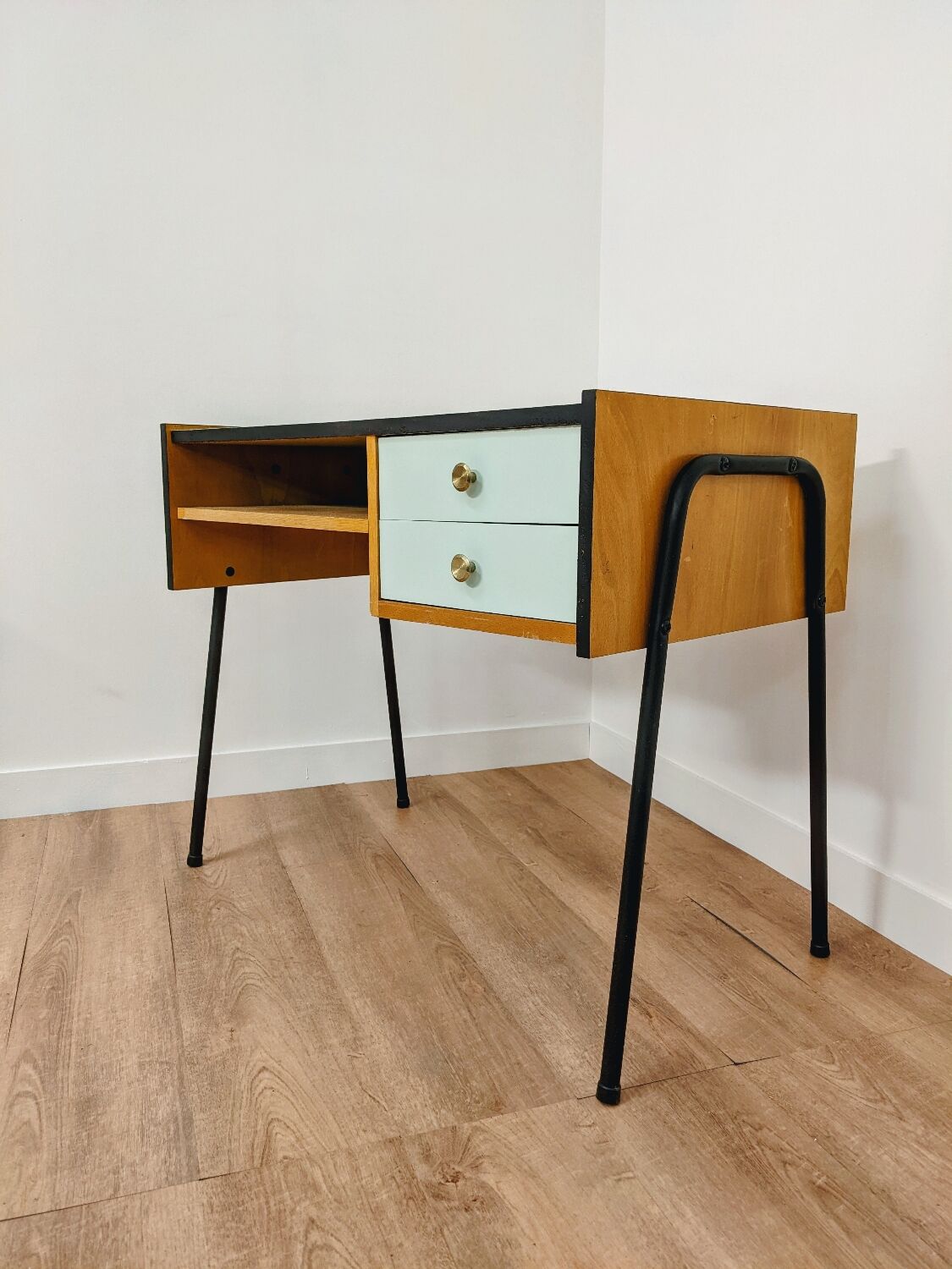 Vintage Scandinavian-style wooden desk