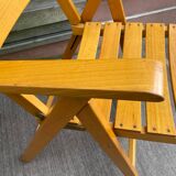 Pair of Clairitex France vintage garden armchairs from the 70s, solid wood