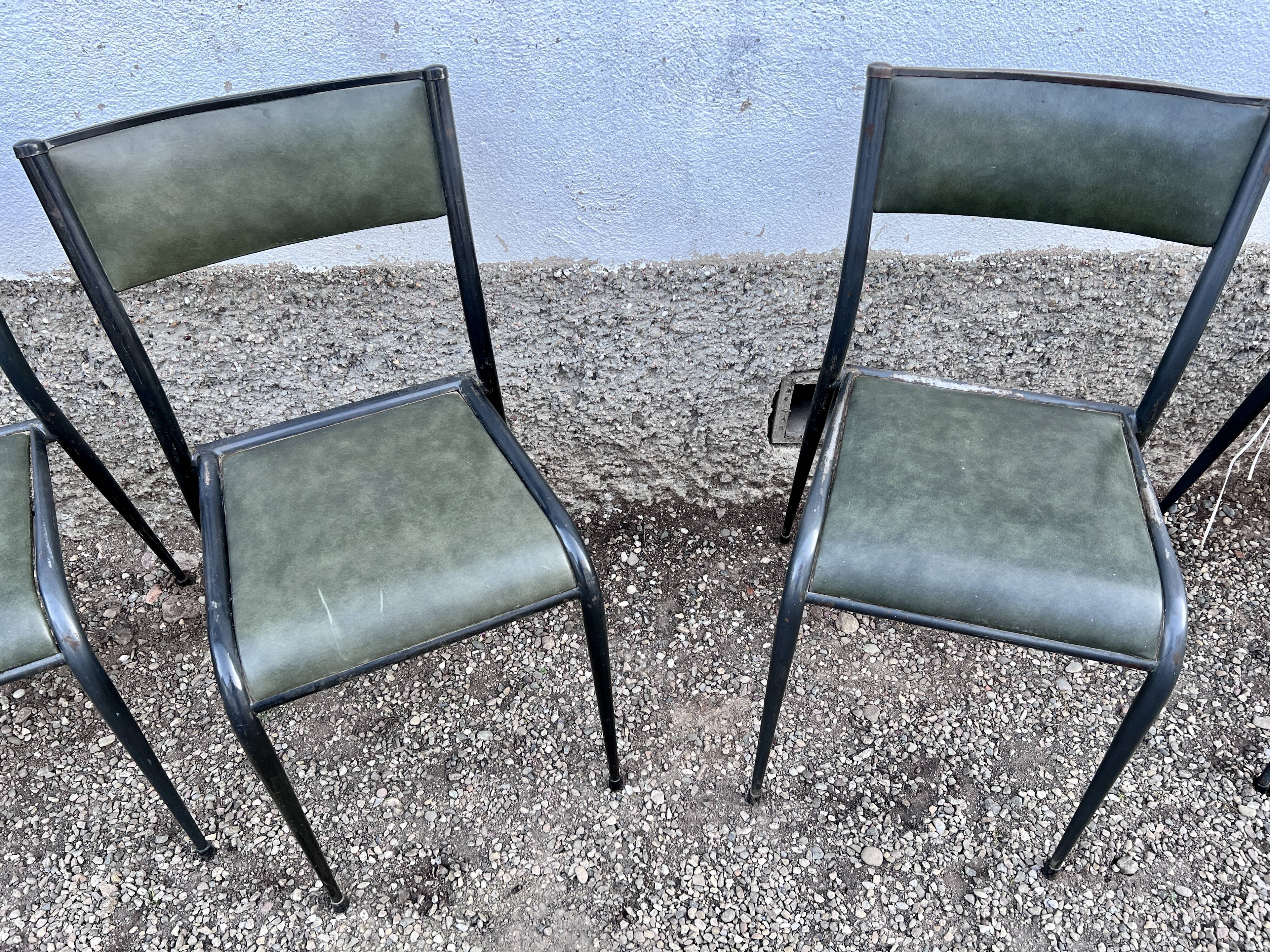 Series of 6 Industrial School Chairs - stackable