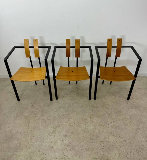 3 anciennes chaises design brut Karl Friedrich Forster modele Trix KFF postmoderne années 70/80