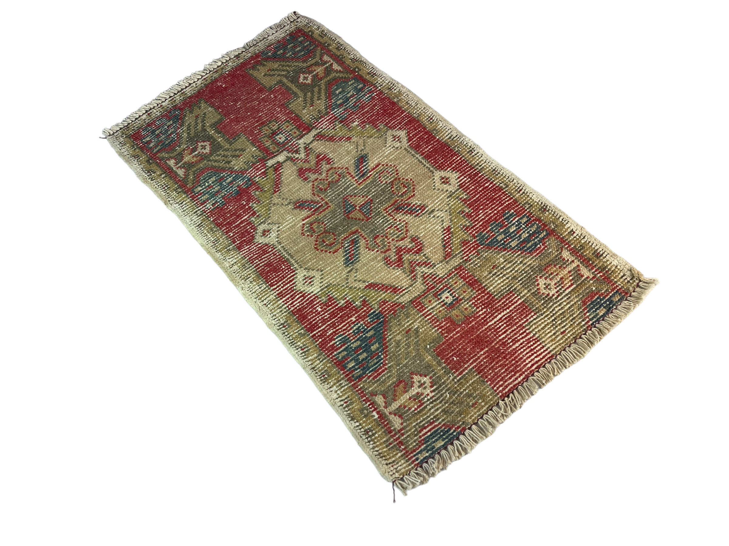 Vintage turkish pastel mini rug 93 x 52 cm