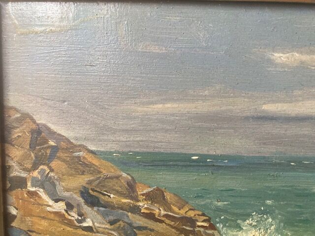 Painting, oil on canvas, "The Sea in Gatteville" by Jean Bernard Eschemann from 1924