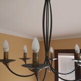 Chandelier in black metal 6 branches