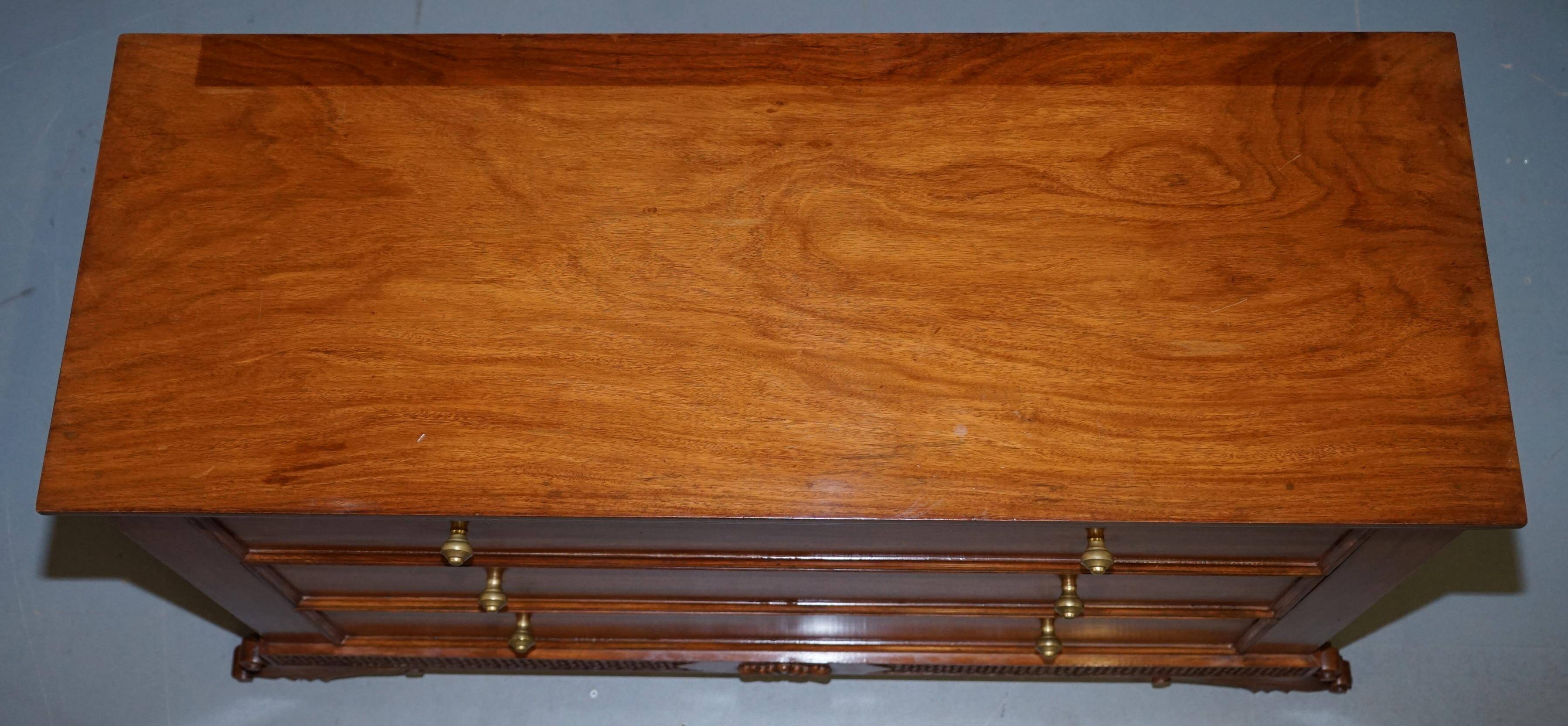 Set of hardwood dressers with finely carved bases.