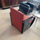 Art Deco Club Chair, Black Lacquer and Red Fabric, France circa 1930