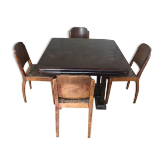 Ensemble table et 4 chaises art deco