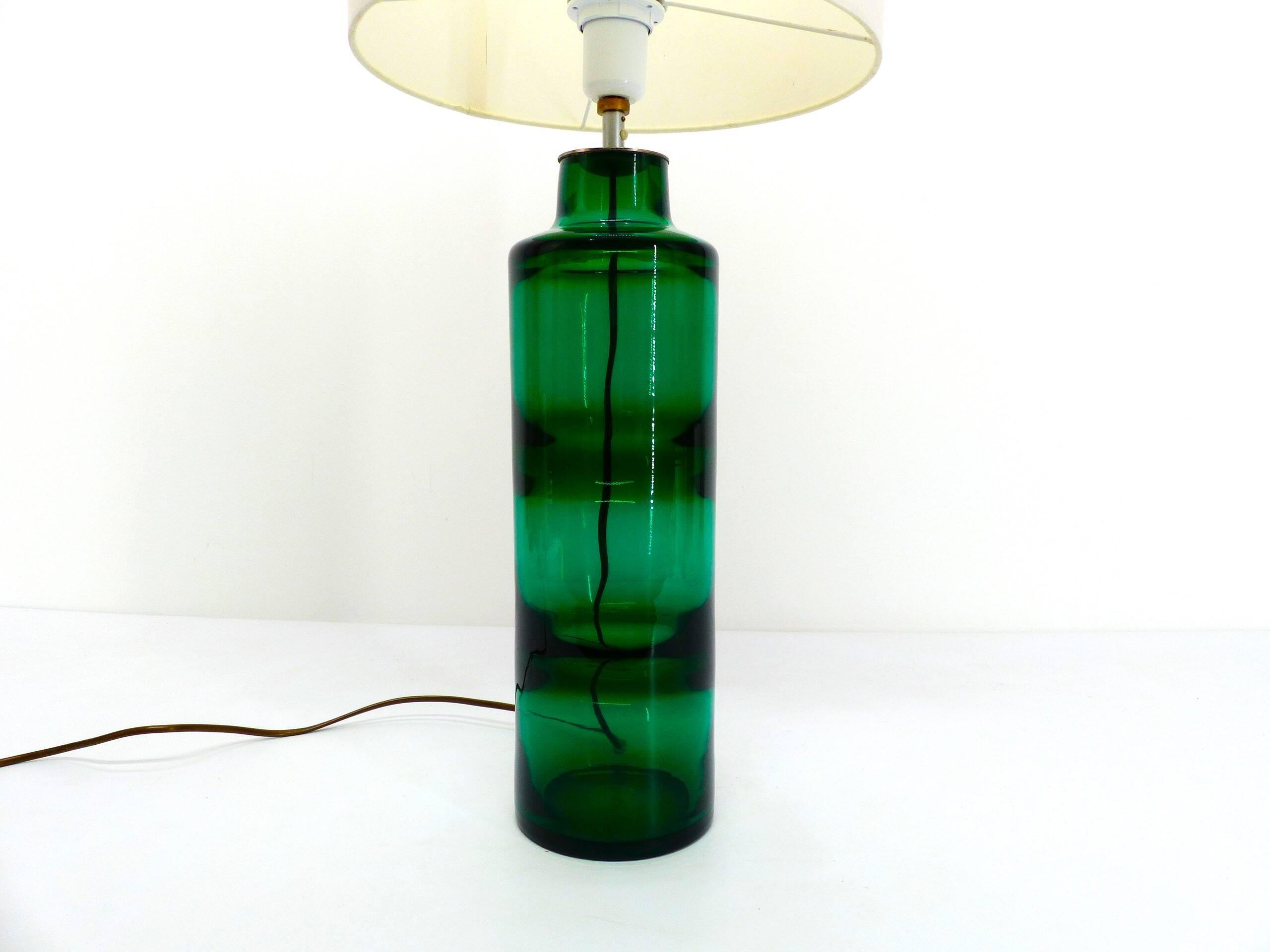 Lampe en verre soufflé vert par Severin Brørby – Hadeland Glassverk 1967