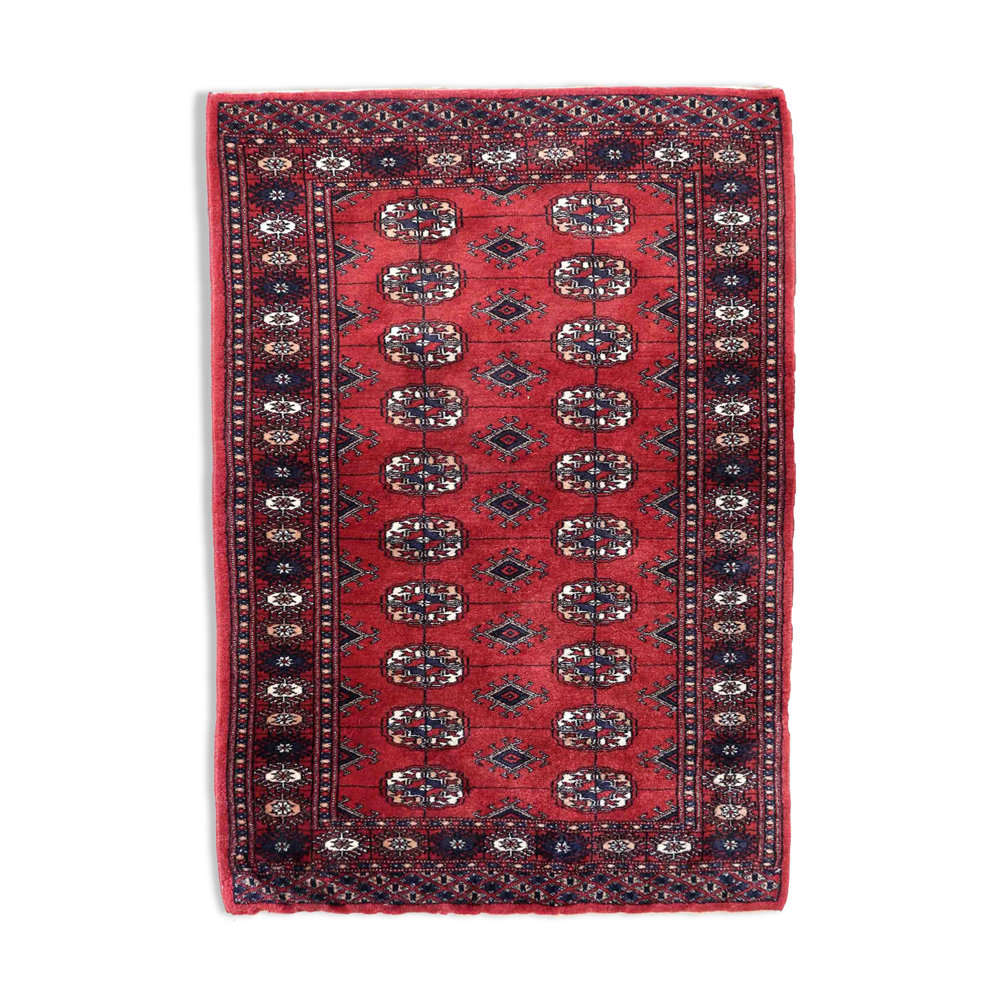 Handmade vintage rug Uzbek Bukhara 81cm x 119cm 1970s