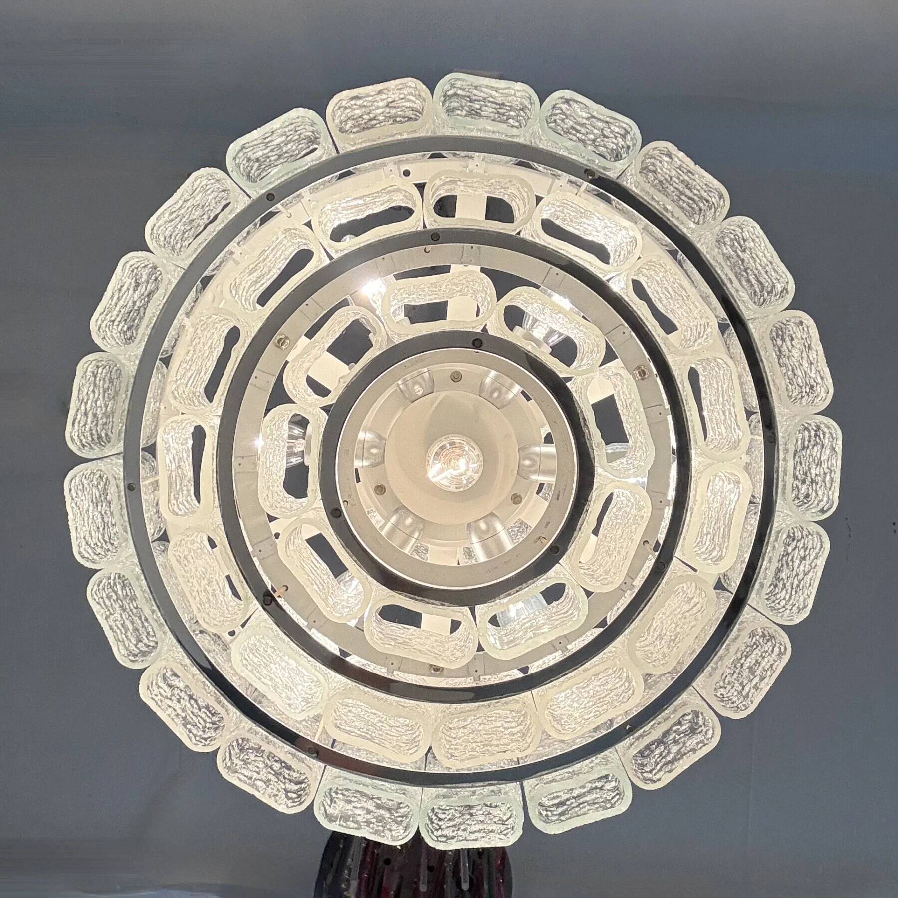 Mid-century design Doria Leuchten glass chandelier, 1970s