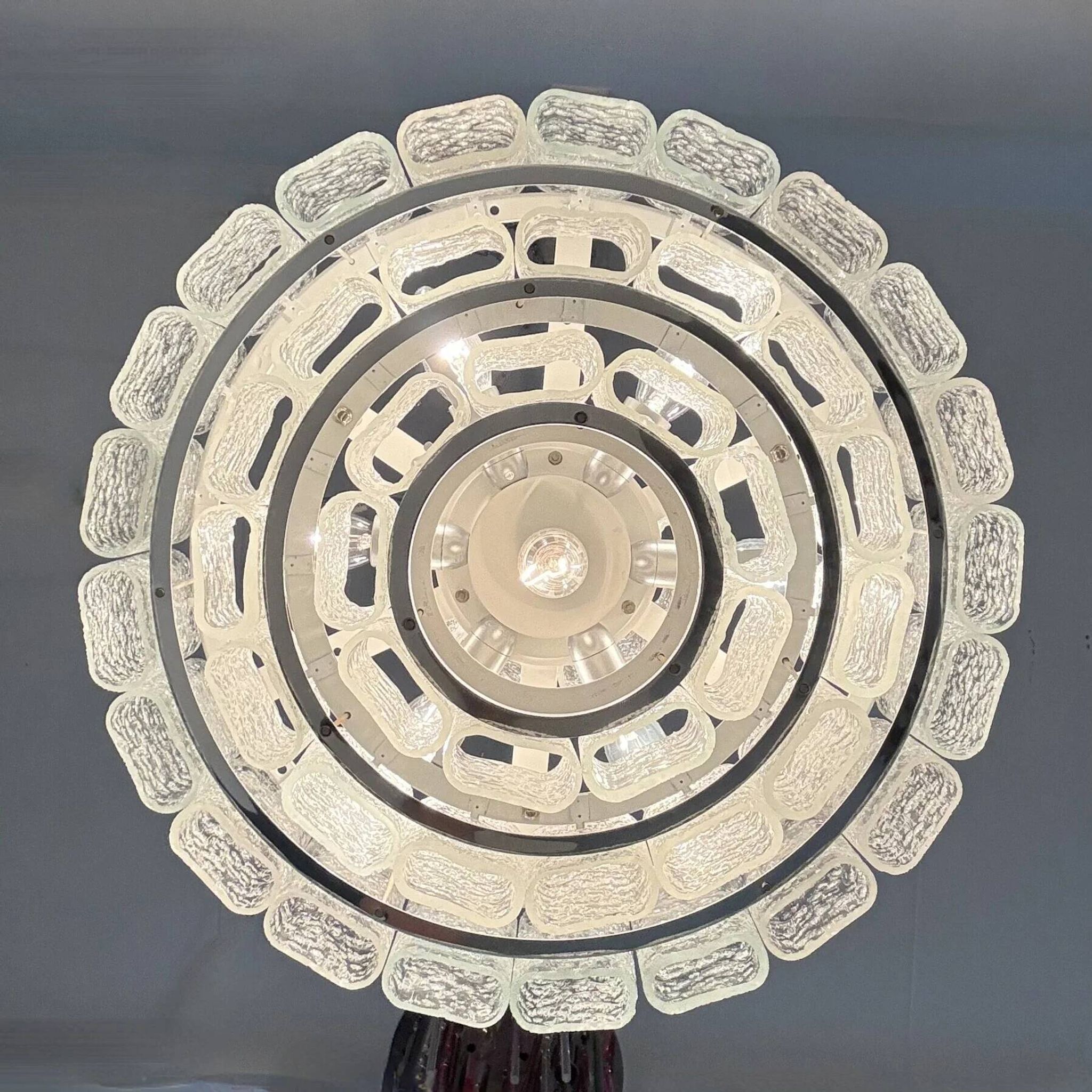 Mid-century design Doria Leuchten glass chandelier, 1970s