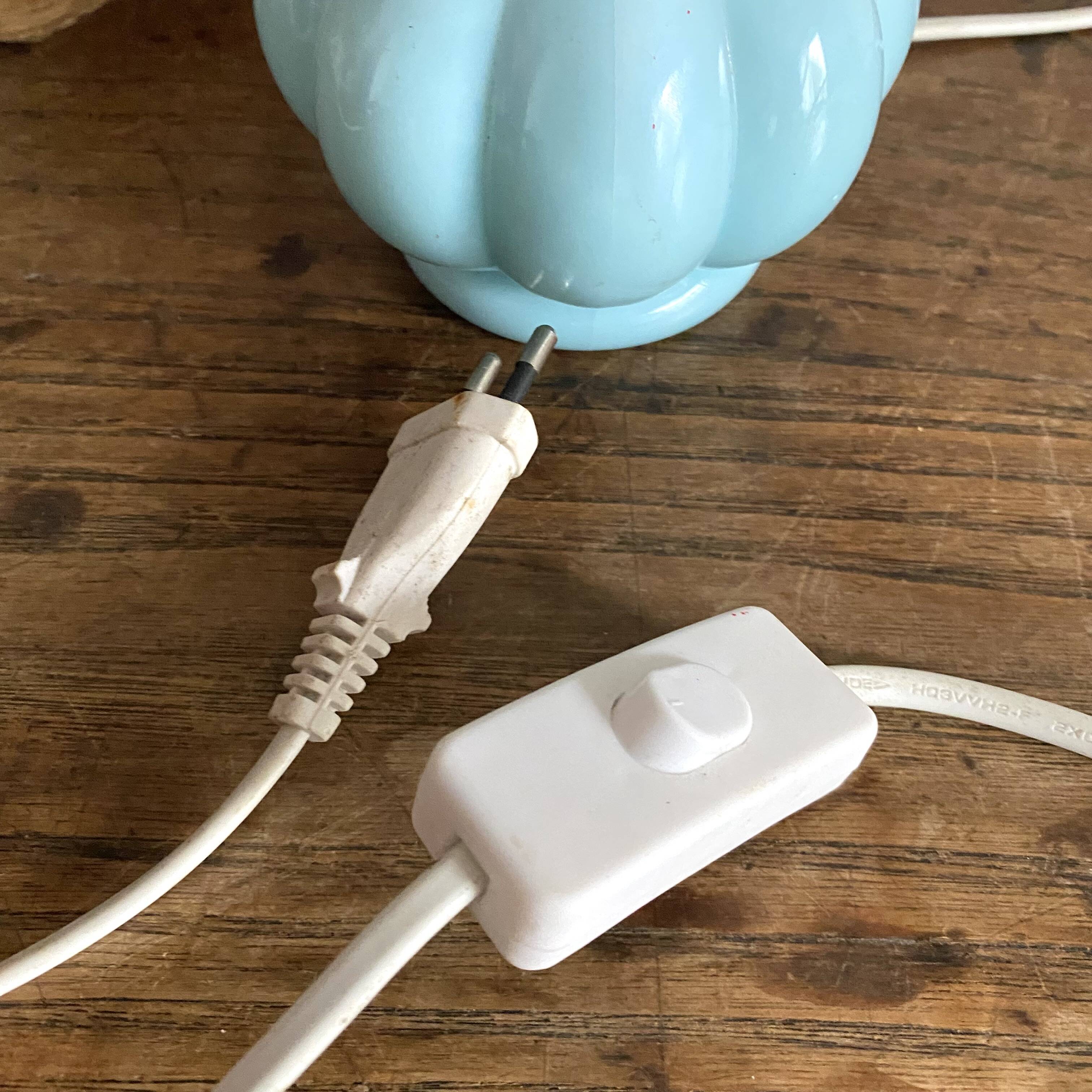 Sky blue opaline bedside lamp