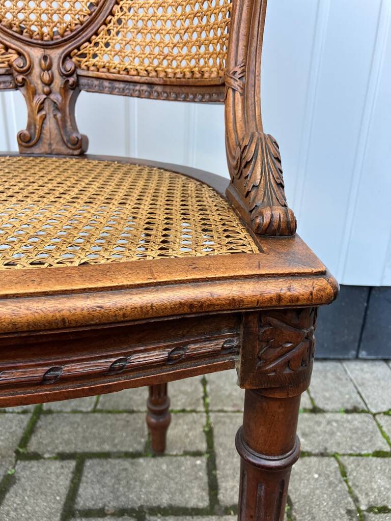 Louis XVI office chair in solid walnut