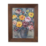 Painting Still Life Bouquet Flowers Oil on Panel