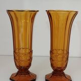 Art Deco vase pair, Val-Saint-Lambert crystal 1930