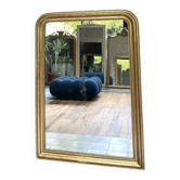Miroir ancien Louis-Philippe perlé 140/99,5cm doré à la feuille d’or, glace mercure trumeau