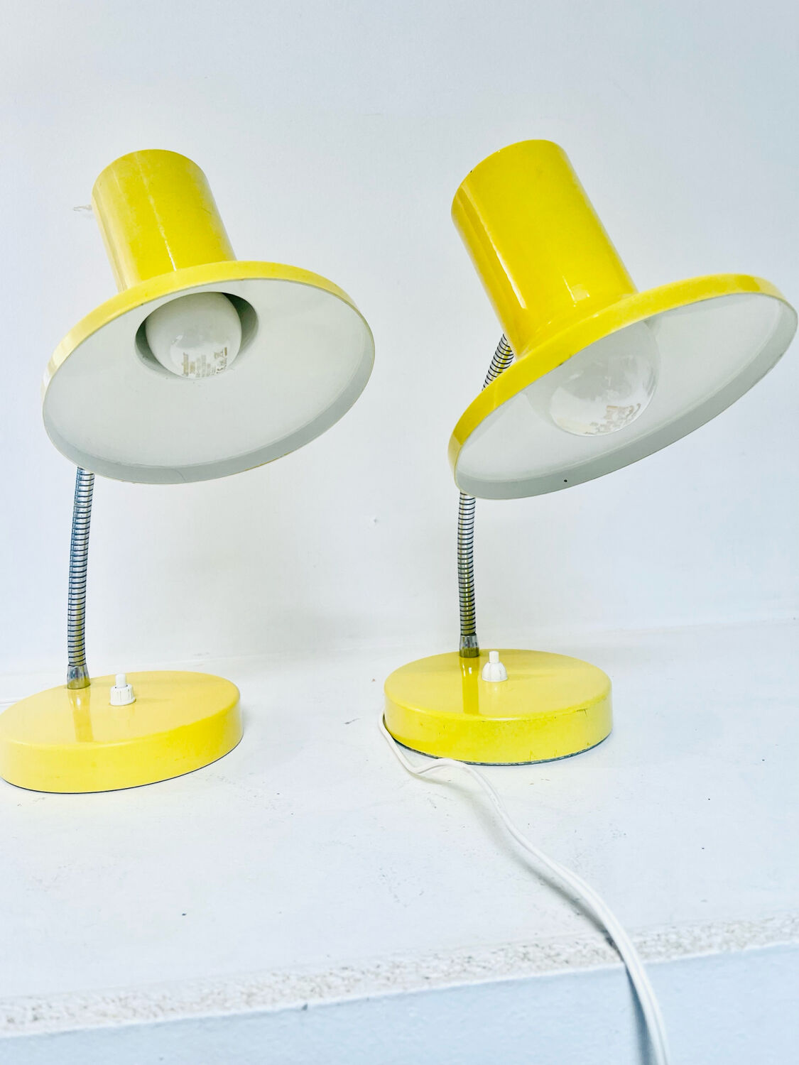 Pair of vintage yellow desk lamps, 1970s
