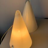 Sce & Habitat - Pair of lamps "Teepee" White vintage glass 1980s memphis