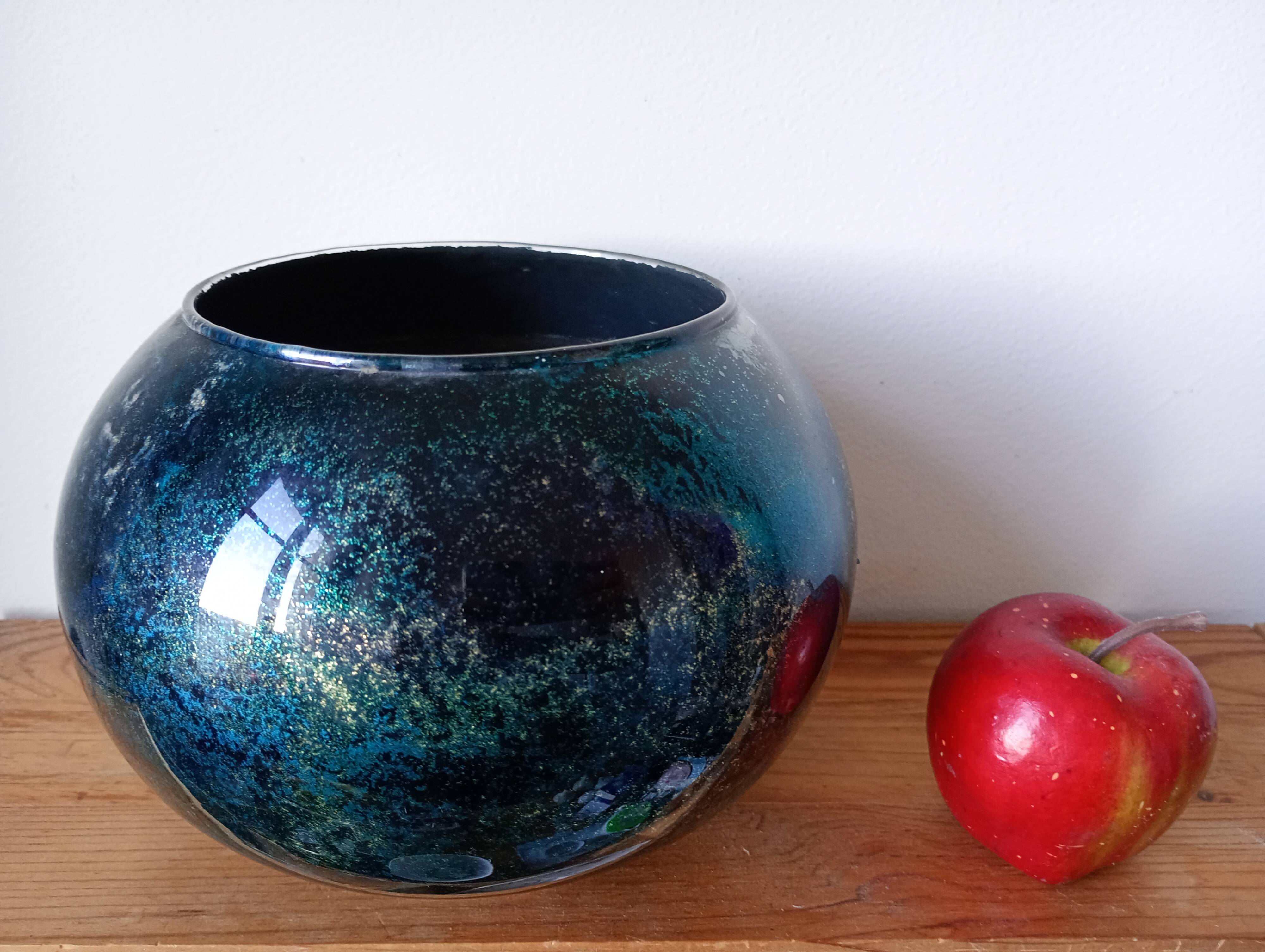 Glossy glass round vase by Jean Noêl Bouillet