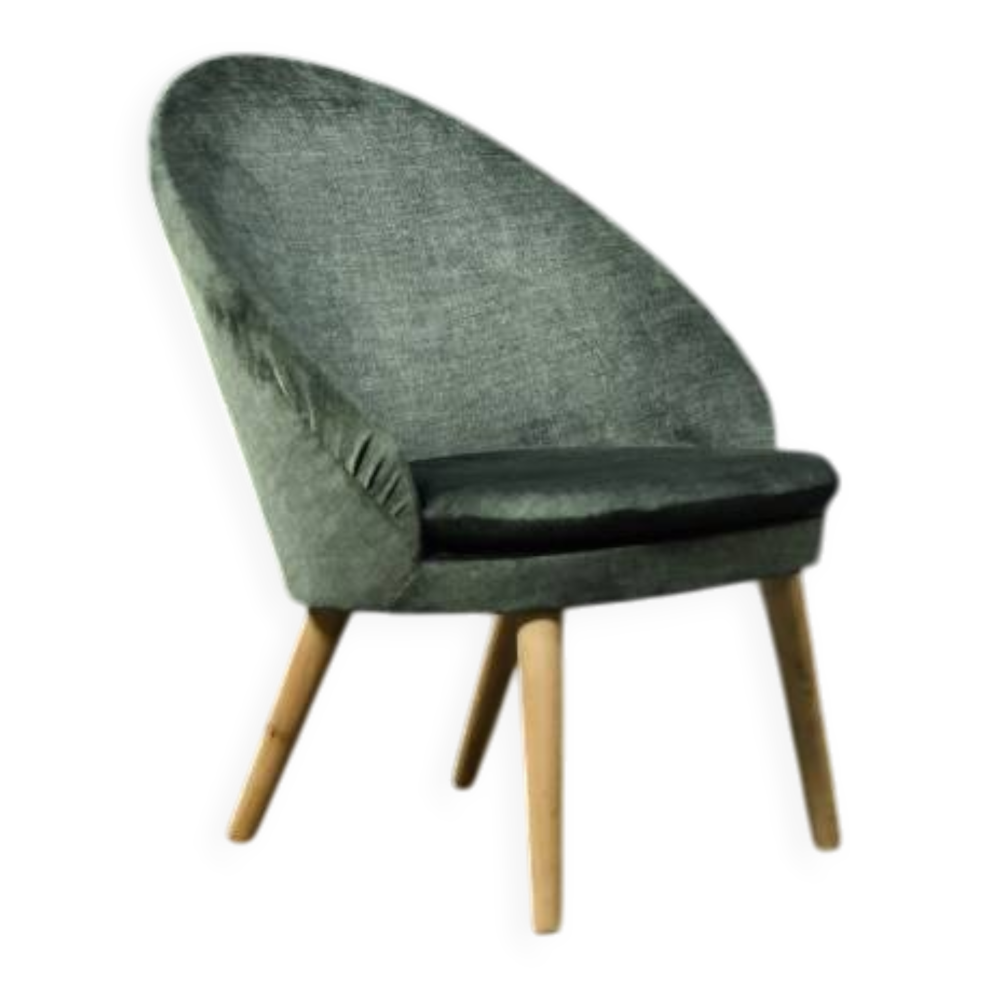 Danish armchair in beech and velvet by Ejvind A. Johansson for Godtfred H. Petersen, 1950-60.