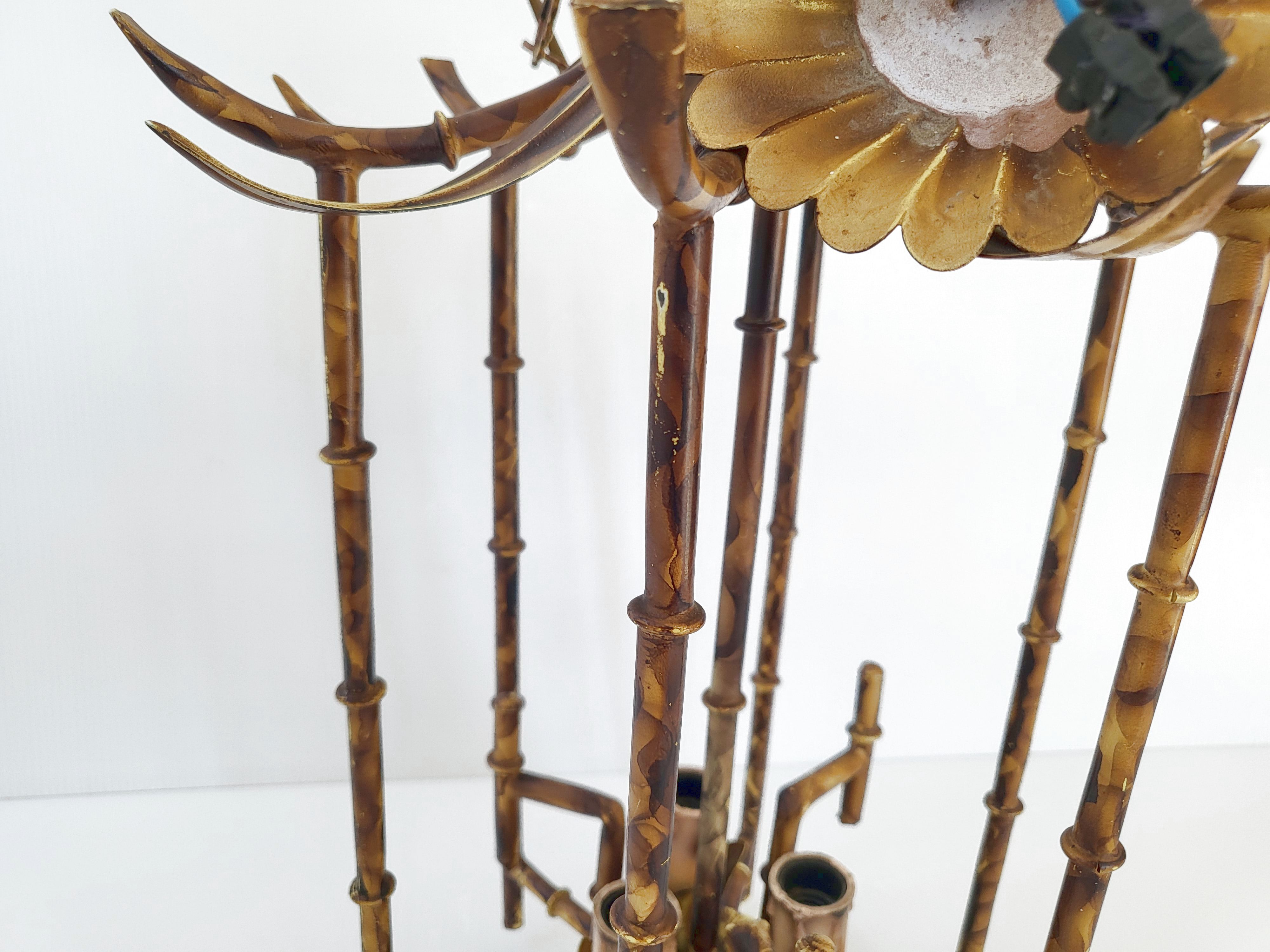 Suspension vintage 1970 pagode faux bambou