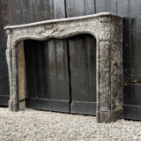 Louis XV fireplace in grey Saint-Anne marble, 18th century