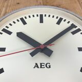 Grey Industrial Factory Wall Clock from AEG, 1960s