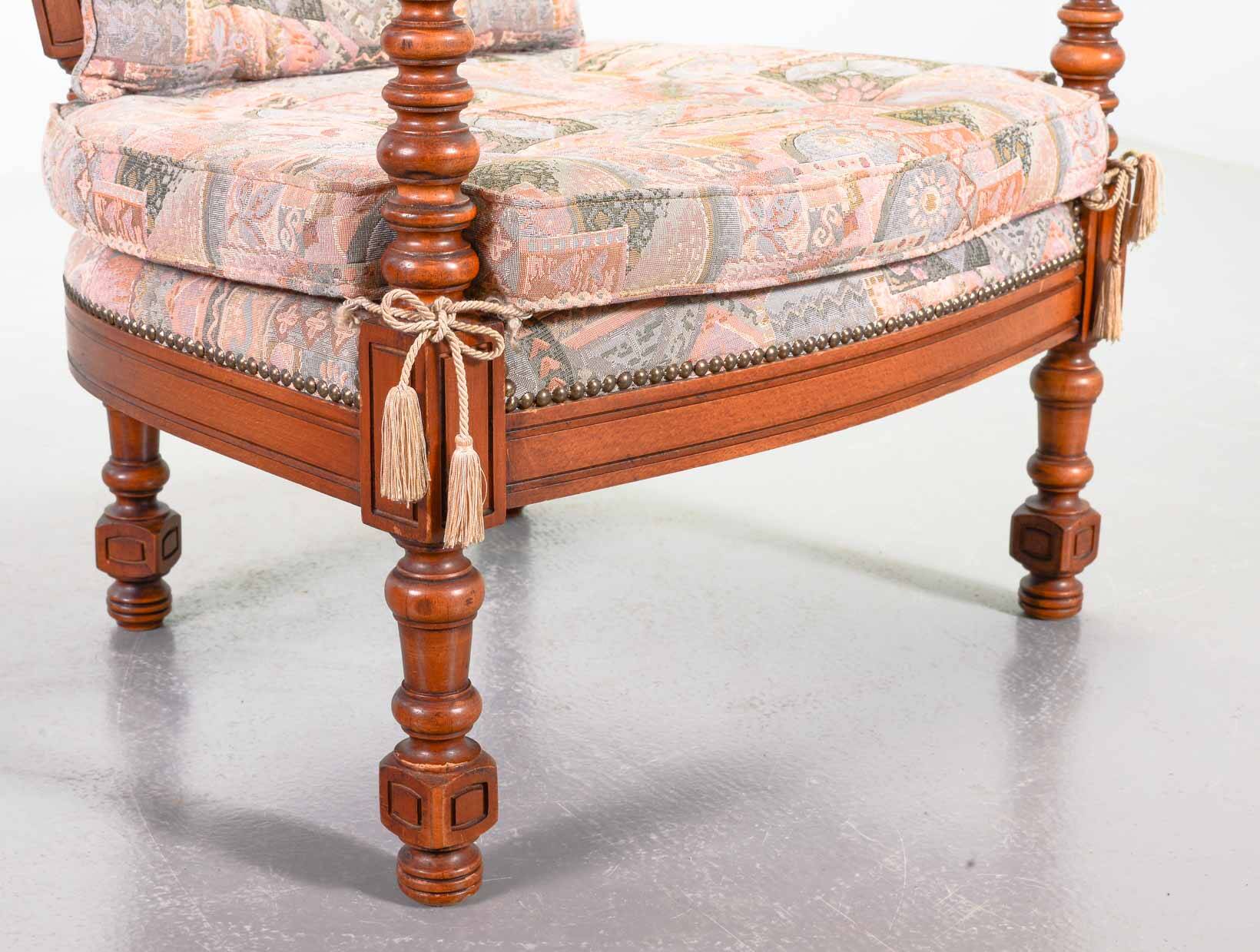 Giorgetti Gallery Collection Wooden Lounge Chairs w. Gobelin Upholstery 70s