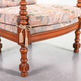 Giorgetti Gallery Collection Wooden Lounge Chairs w. Gobelin Upholstery 70s