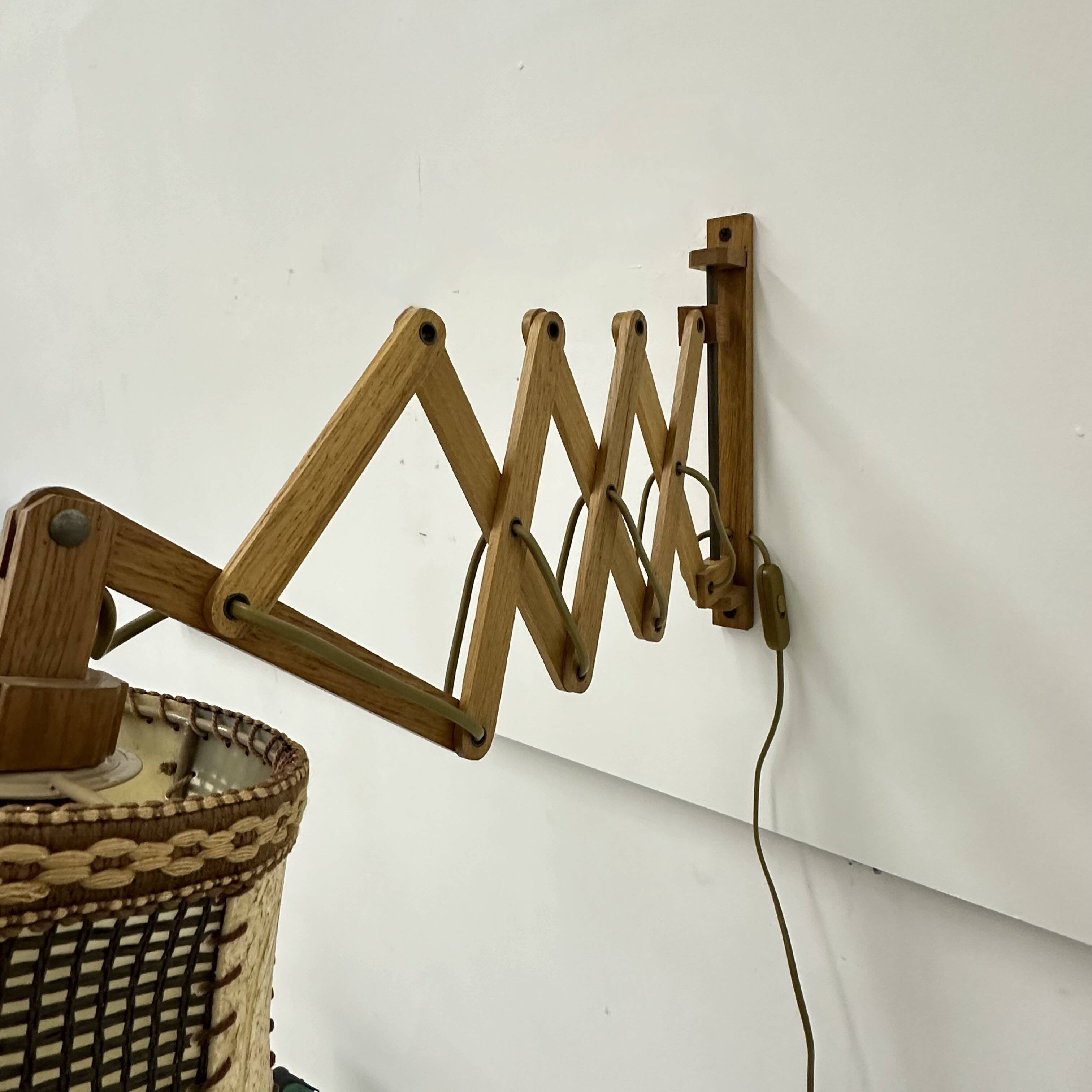 Vintage teak scissors wall lamp , 1960s