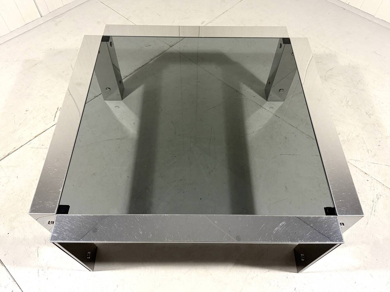 Chrome plated & smoked glass low coffee table 1960’s