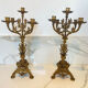 Pair of church candelabra - 19th century - in bronze and brass, 5 lights / c