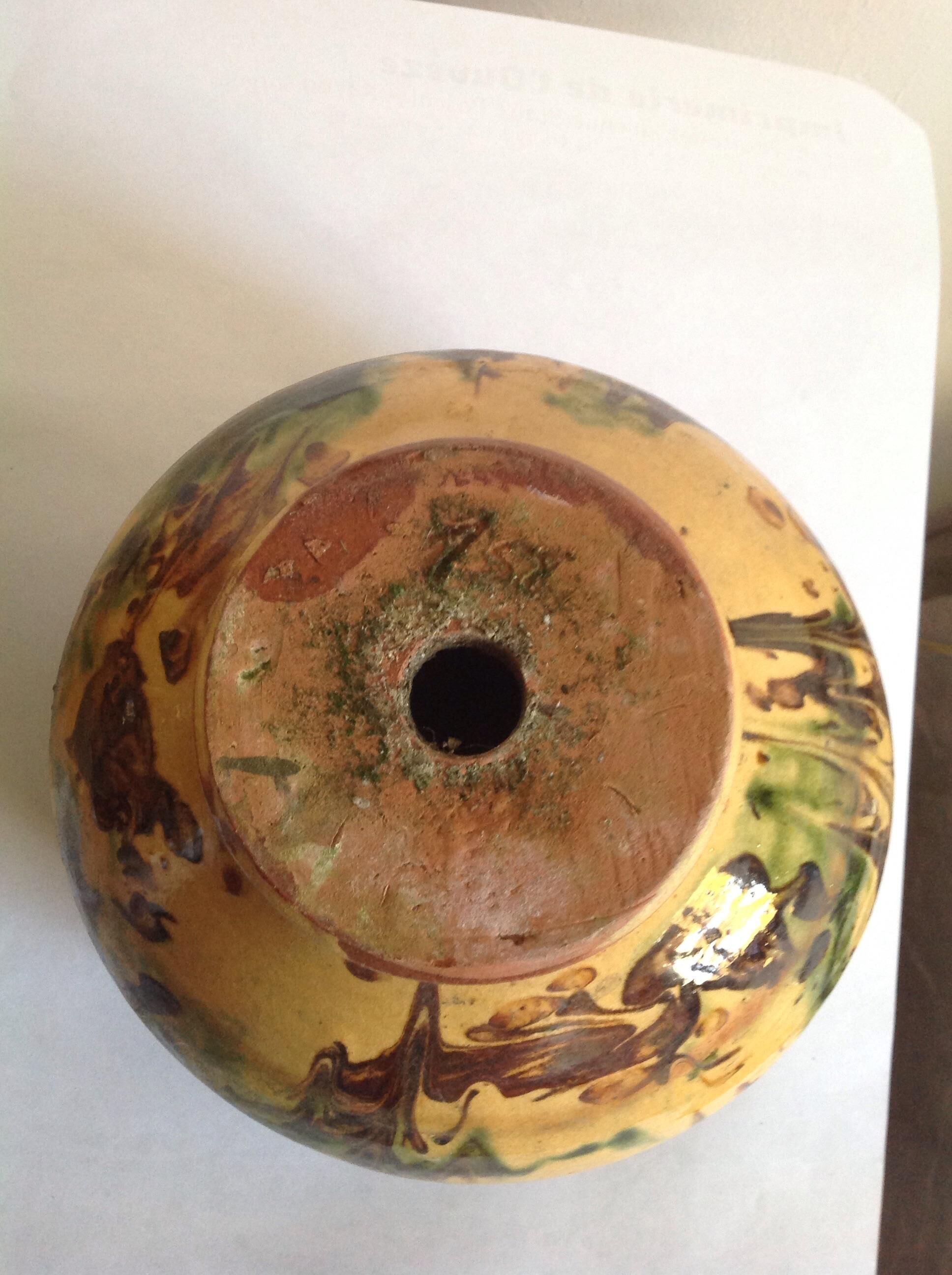 Two glazed terracotta planters