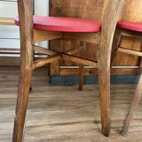 Ensemble de 4 chaises en bois et vinyle rouge