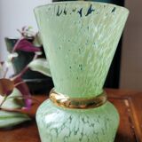 Green and gold Clichy glass vase